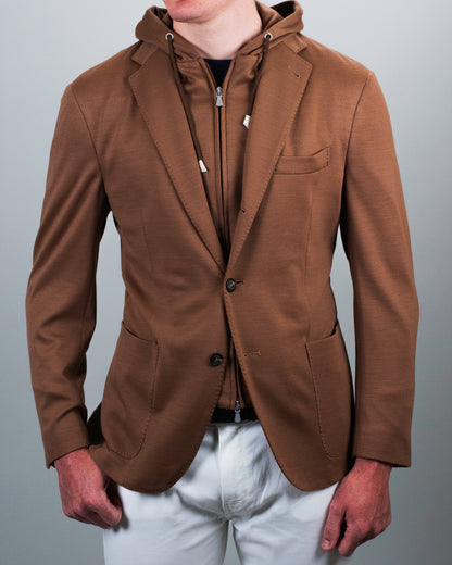 eleventy vicuna brown soft coat hoodie