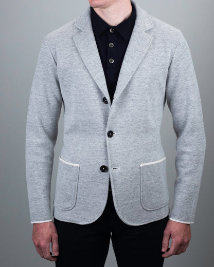baldassari knit blue grey shirt jacket