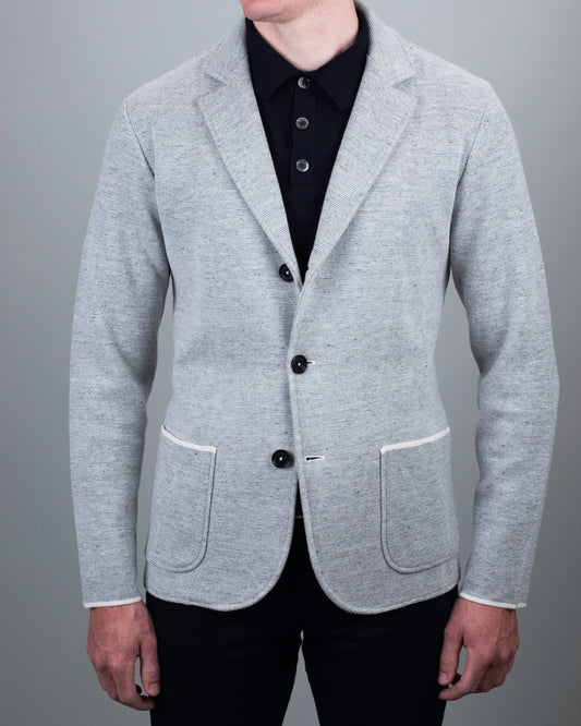 baldassari knit blue grey shirt jacket