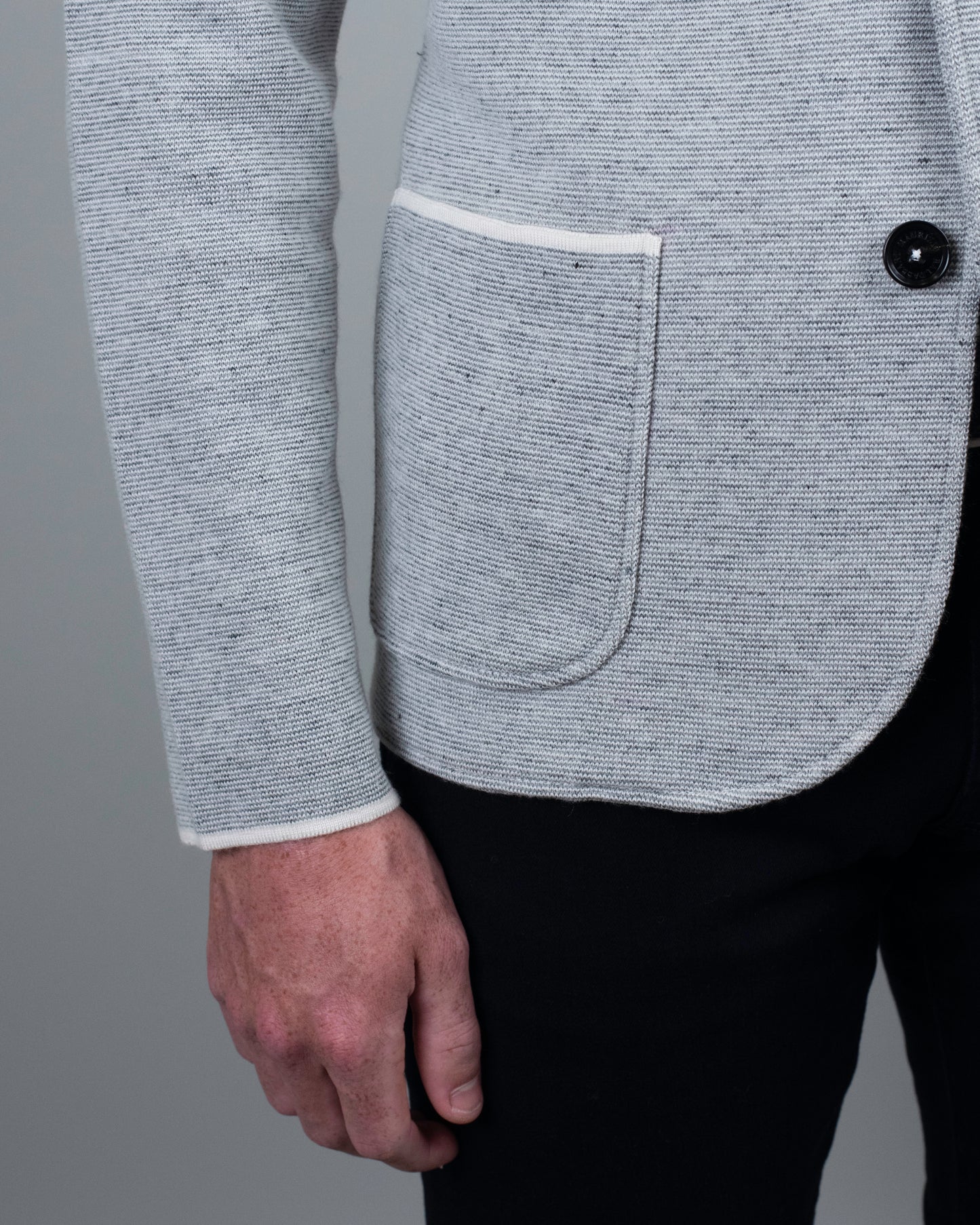 baldassari knit blue grey shirt jacket