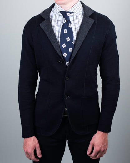 baldassari reversible navy grey sweater KSK30015PD