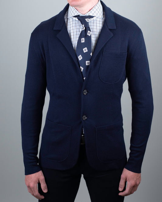 isaia navy jersey sport coat