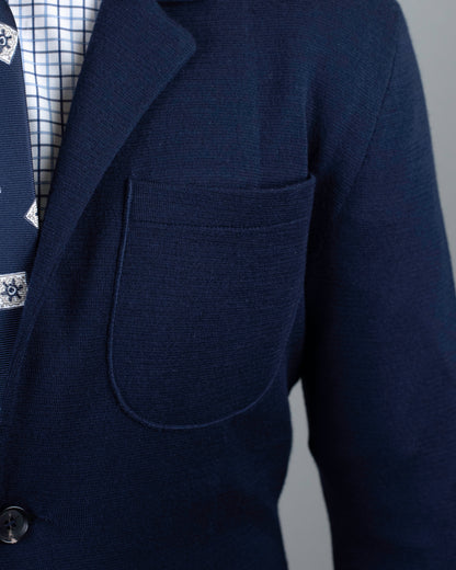 isaia navy jersey sport coat