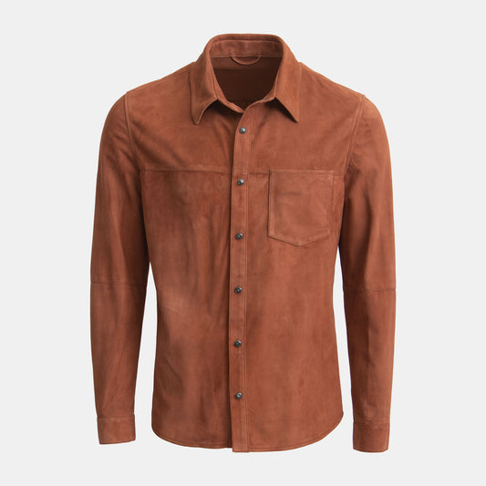 Khaki's of Carmel - Gimo's Orange Suede Button Snap Shirt Jacket