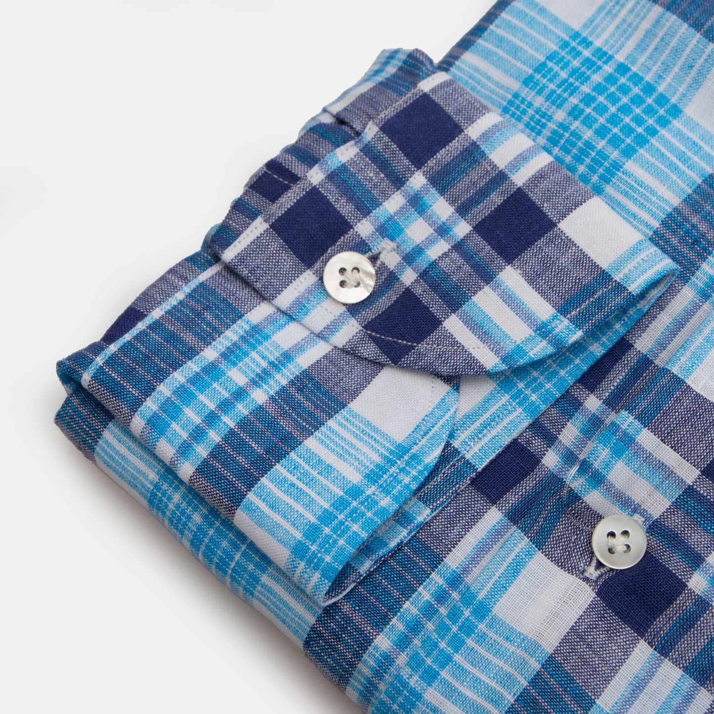 Khaki's of Carmel - Borriello Blue and White Plaid Linen Shirt