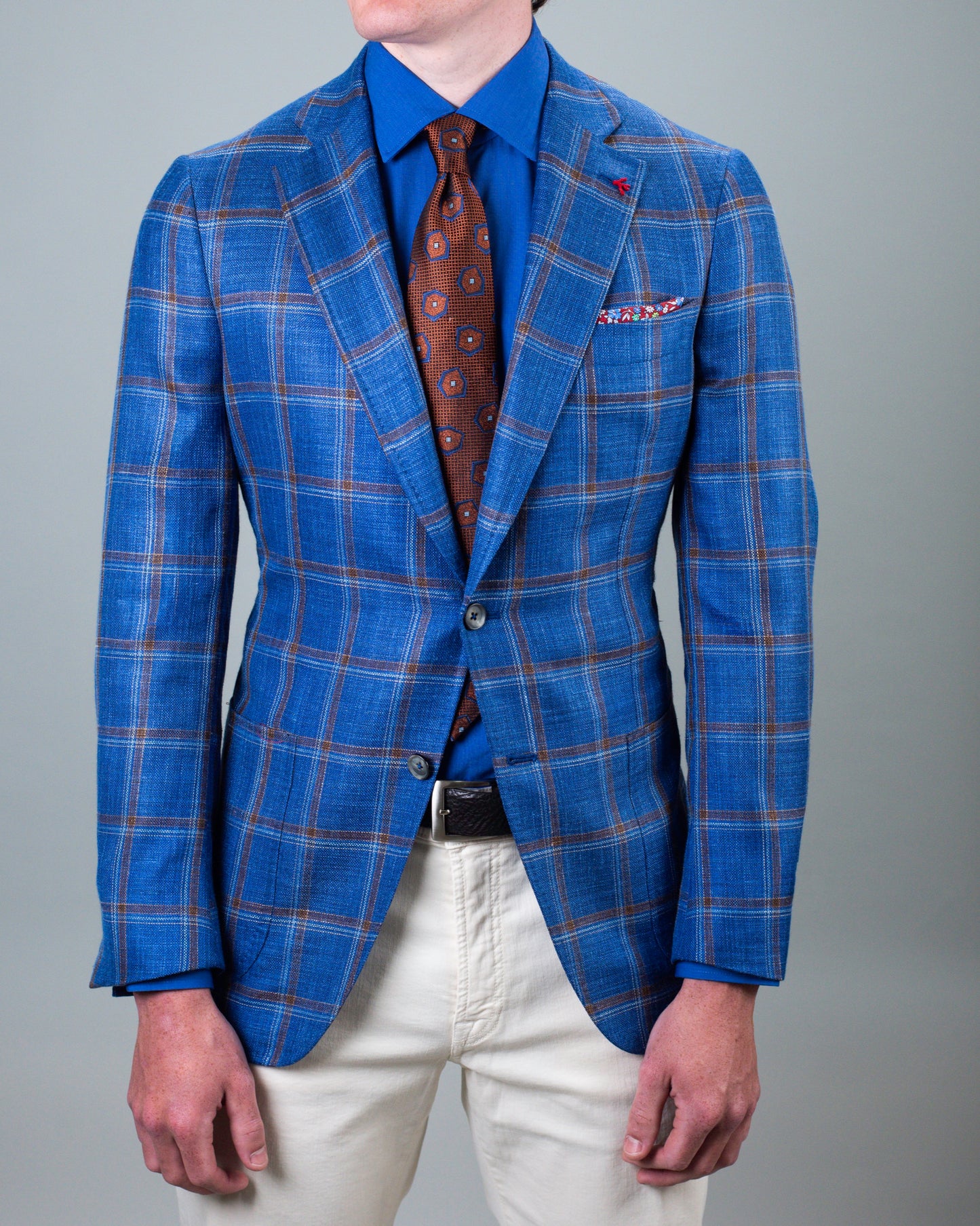 isaia navy plaid sport coat