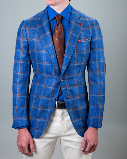 isaia navy plaid sport coat