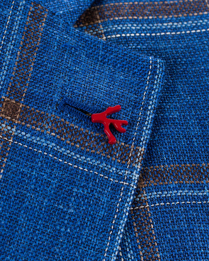 isaia navy plaid sport coat