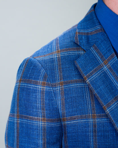 isaia navy plaid sport coat