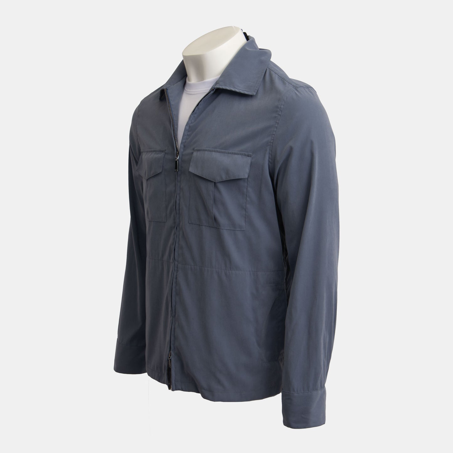 Khaki's of Carmel - Manto Belseta Zip Front Overshirt in Blue