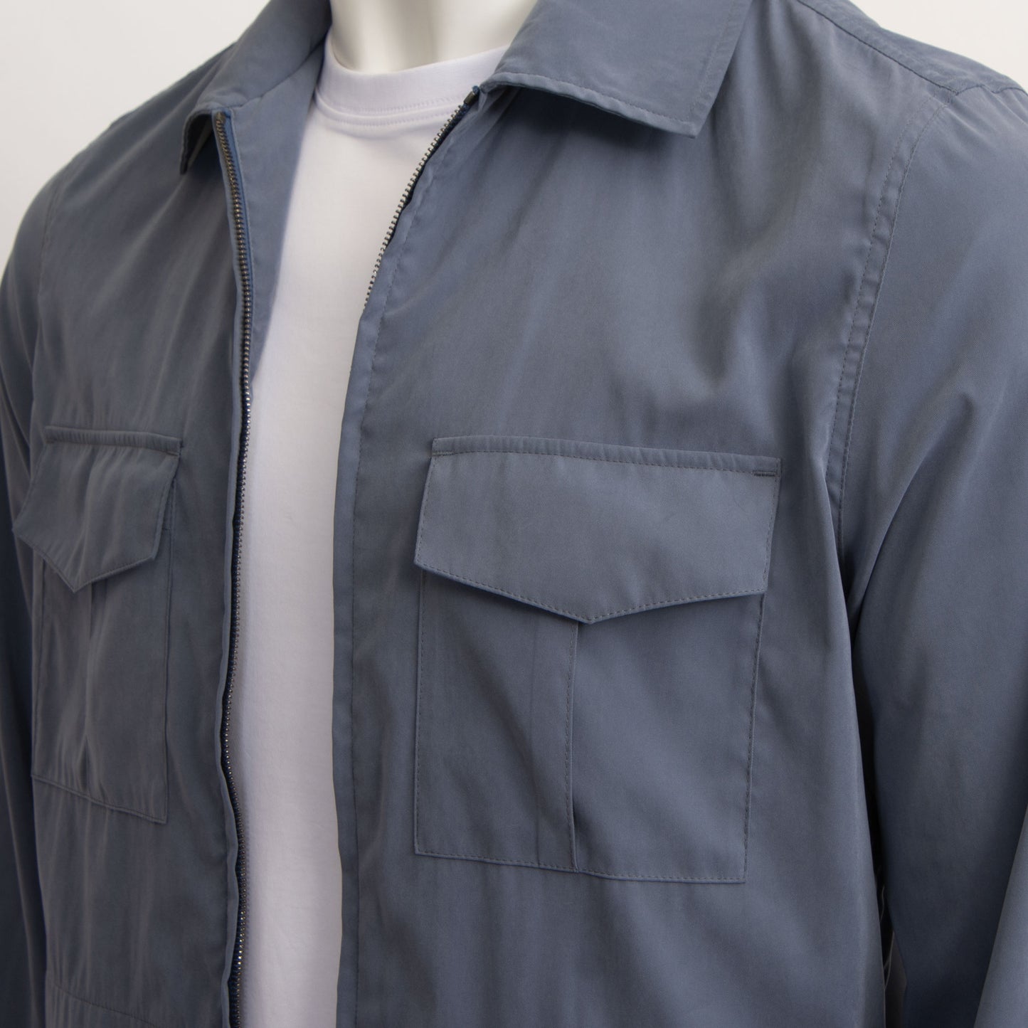 Khaki's of Carmel - Manto Belseta Zip Front Overshirt in Blue