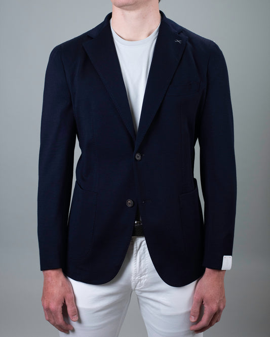 eleventy navy jersey soft coat