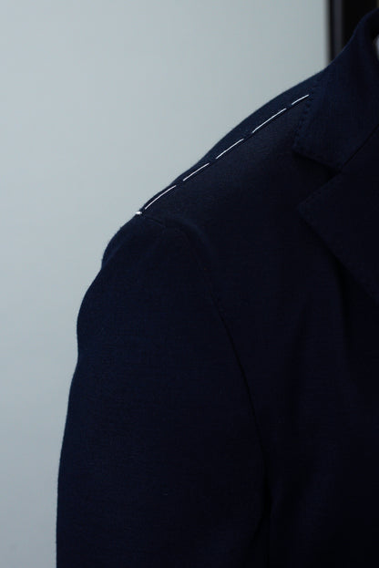 eleventy navy jersey soft coat