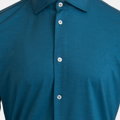 Maurizio Baldassari - Merino Wool Jersey Shirt in Cobalt Blue