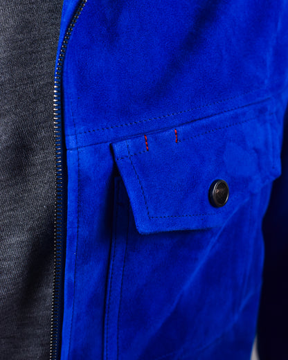 Isaia -Royal Blue Zipper Overshirt Coat