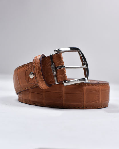 Khaki’s of Carmel - Handcrafted American Alligator Cognac Belt