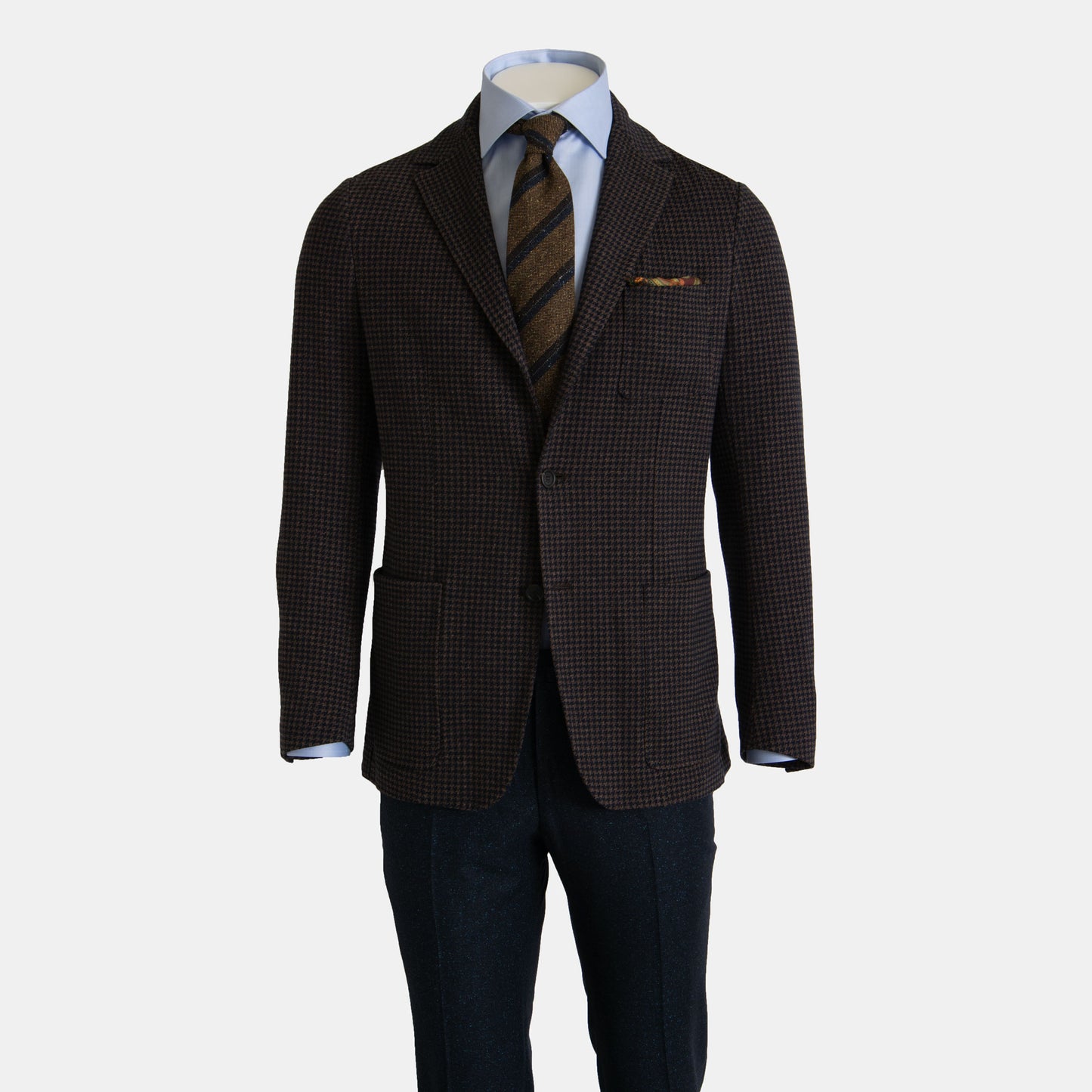 Khaki's of Carmel - Canali Brown Wool Blend Houndstooth Soft Coat