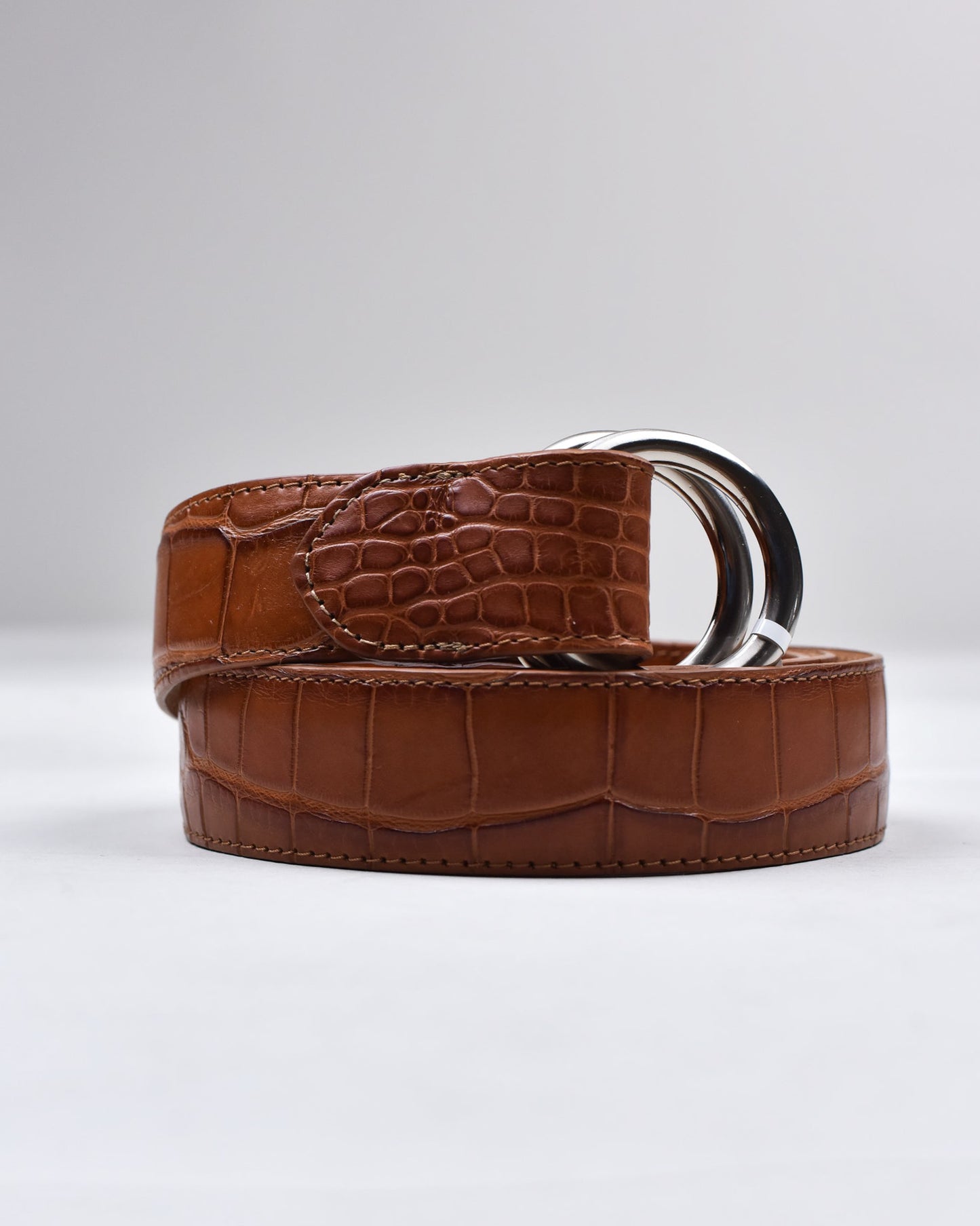 Khaki’s of Carmel - Handcrafted American Alligator Brown Cognac Belt