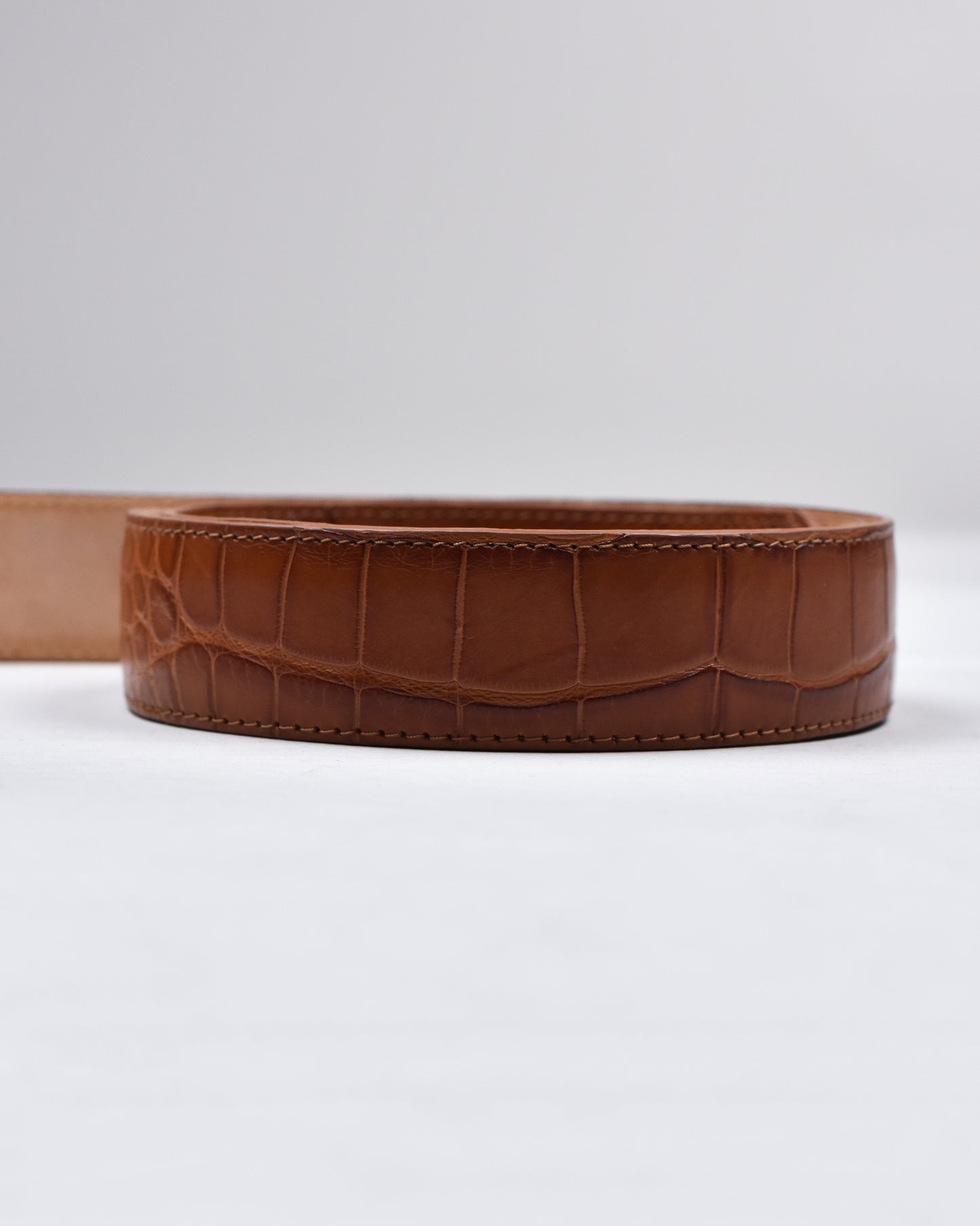 Khaki’s of Carmel - Handcrafted American Alligator Brown Cognac Belt