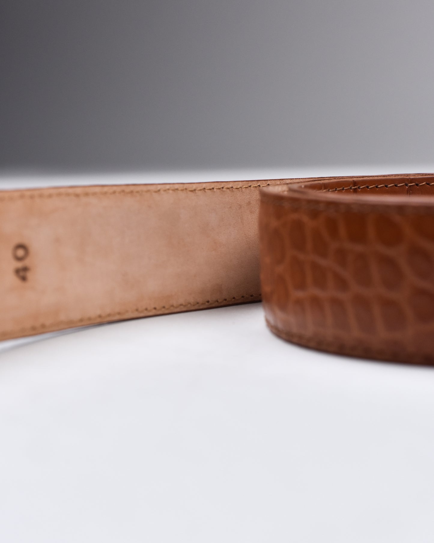 Khaki’s of Carmel - Handcrafted American Alligator Brown Cognac Belt