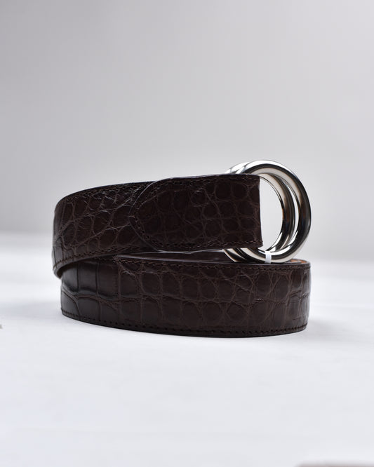 Khaki’s of Carmel - Handcrafted American Alligator Dark Brown Belt