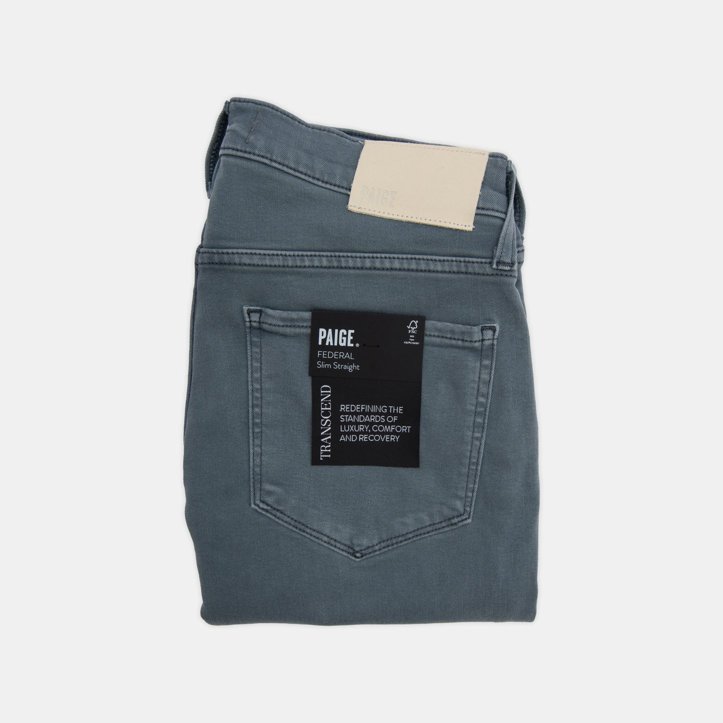 Paige - Federal Slim Straight 5-Pocket Pant in Vintage River Stone Blue