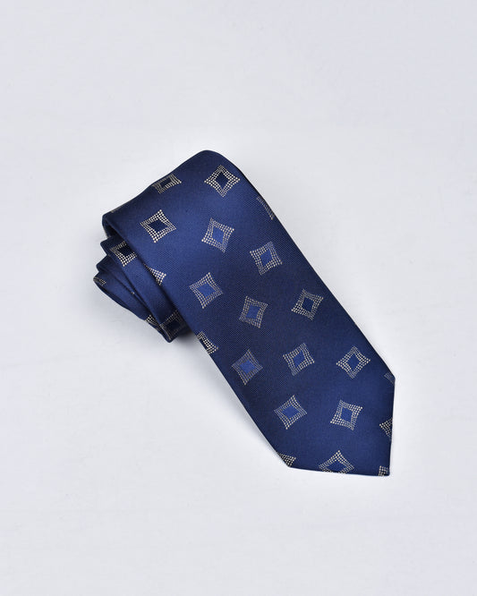 khakis of Carmel - silk printed tie in Deep Blue