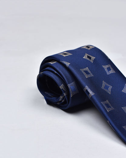 khakis of Carmel - silk printed tie in Deep Blue