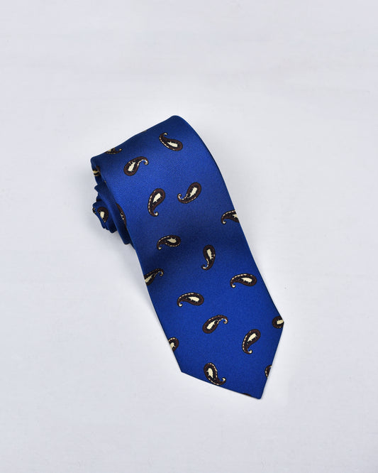 khakis of Carmel - silk printed tie in Bright Blue