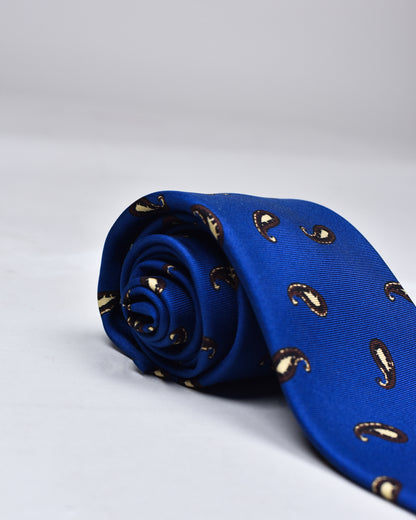 khakis of Carmel - silk printed tie in Bright Blue