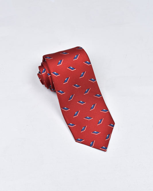 khakis of Carmel - silk printed tie in Bright Red