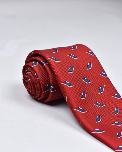 khakis of Carmel - silk printed tie in Bright Red