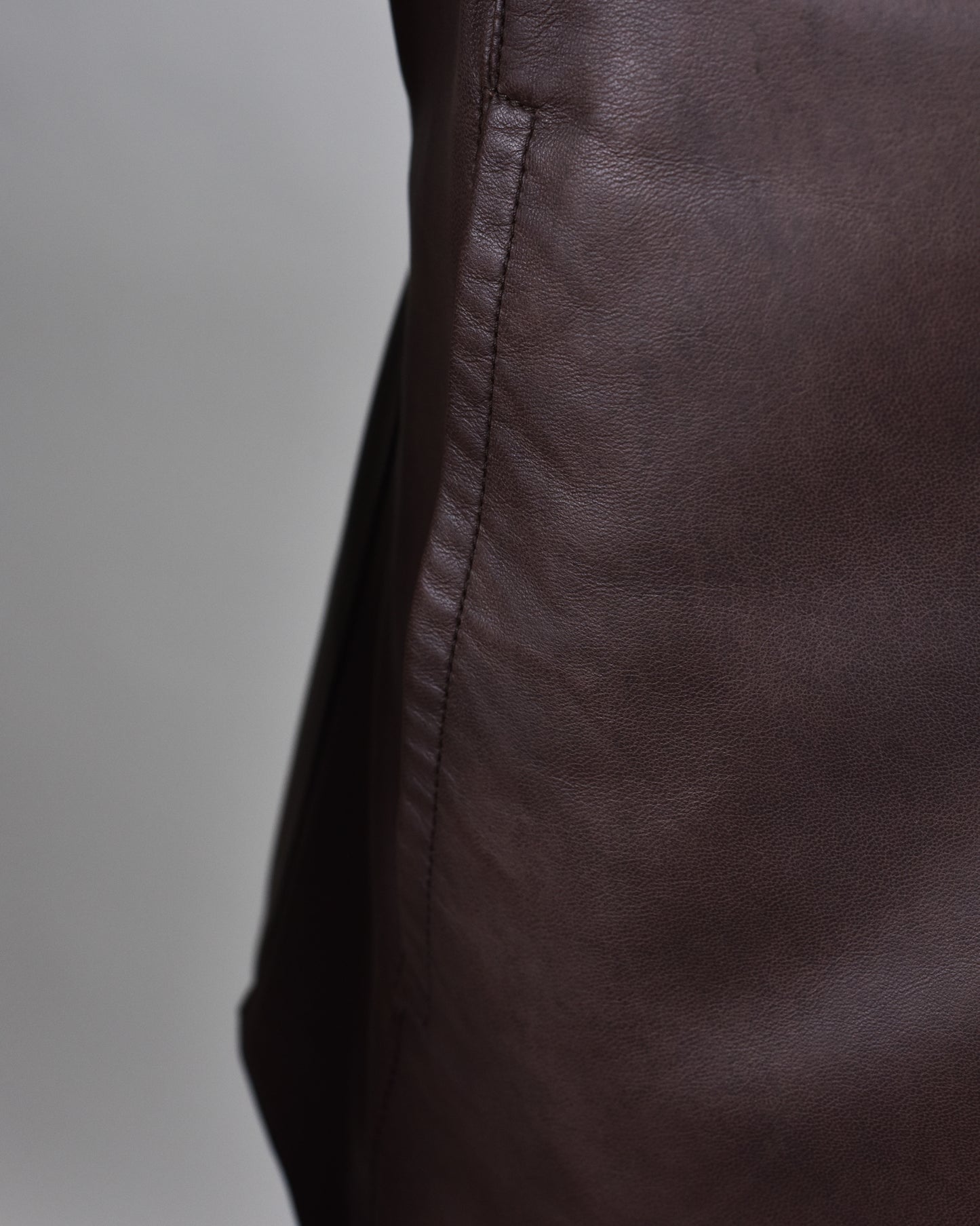 Khakis of Carmel - Brown Leather Button-Front Jacket