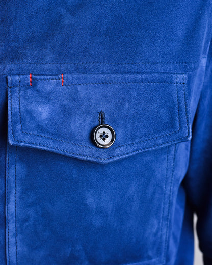 Isaia - Royal Blue Button up Overshirt Coat