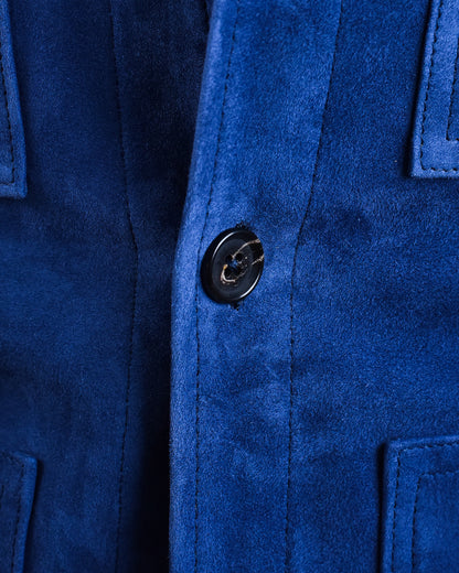 Isaia - Royal Blue Button up Overshirt Coat