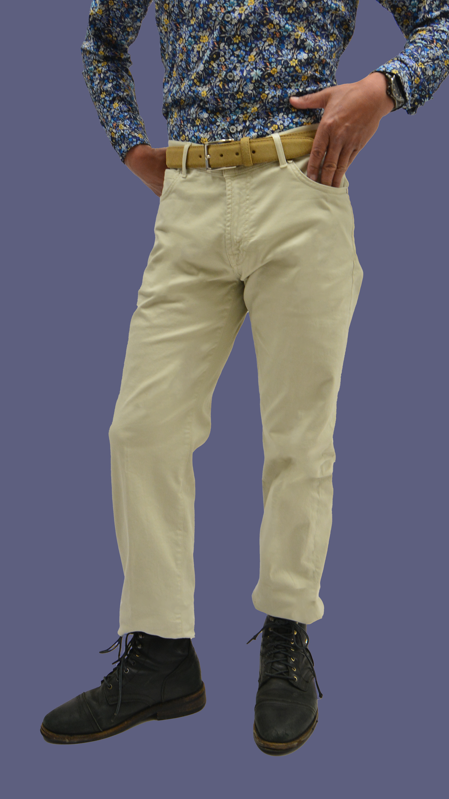 MP - Royal Cotton and Silk Tencel 5-Pocket Jeans in Stone