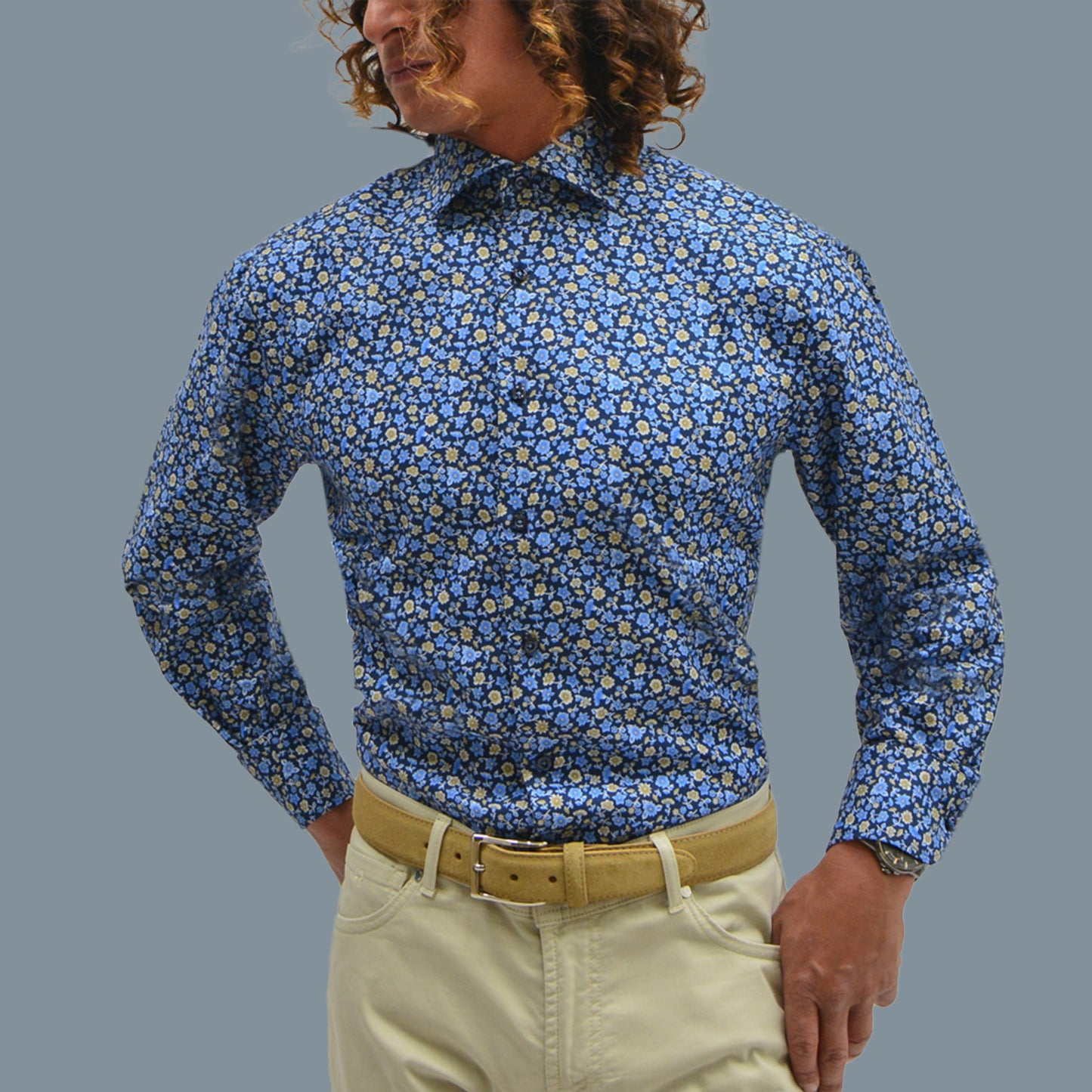 stenströms - blue floral shirt