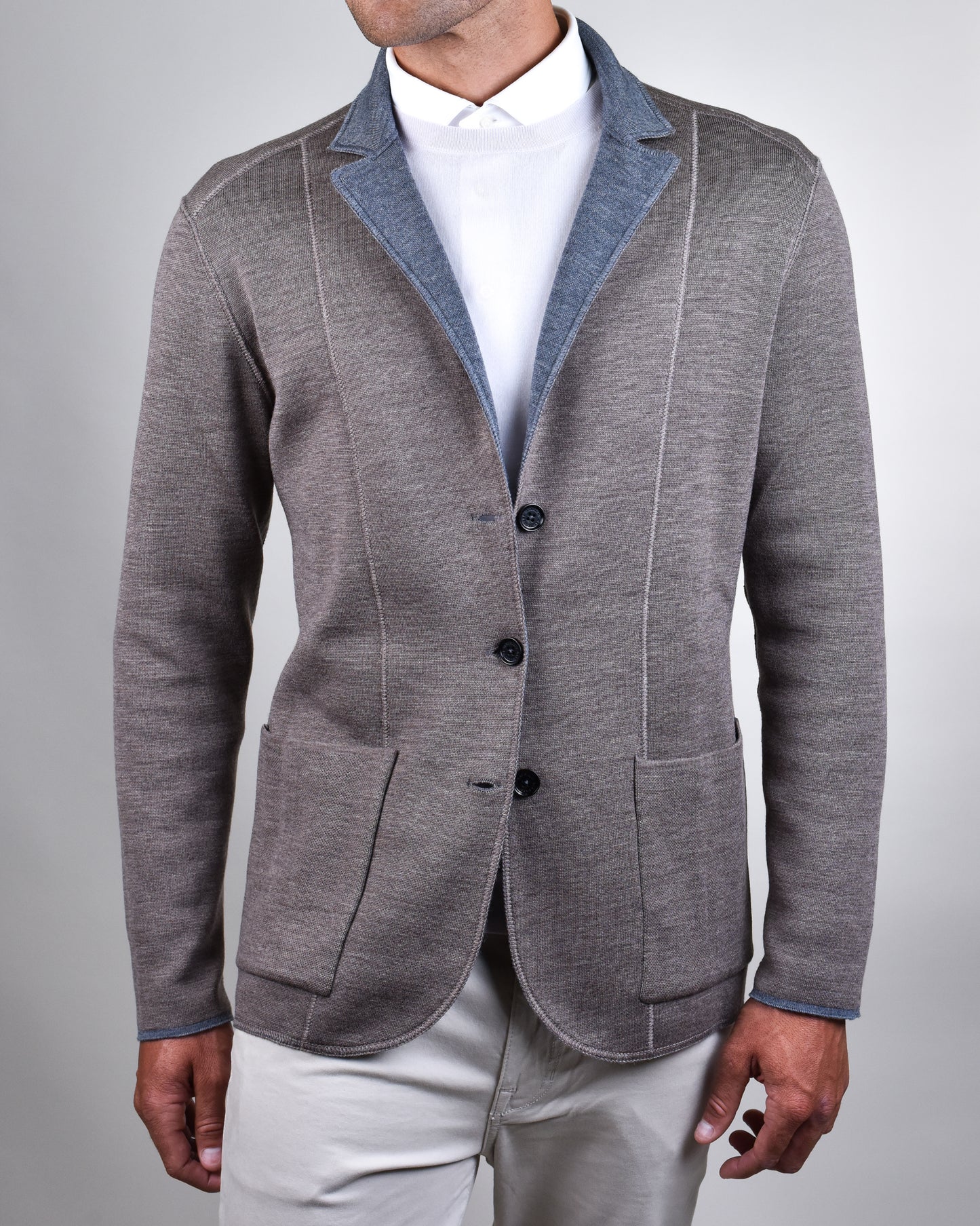 Maurizio Baldassari -  Grey / Brown Jamaica Rev Knit Swacket