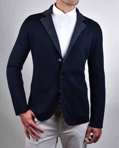 Maurizio Baldassari -  Navy / Charcoal Jamaica Rev Knit Swacket