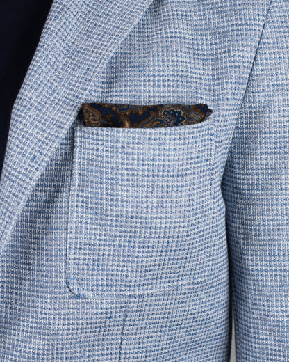 canali blue houndstooth jersey soft coat