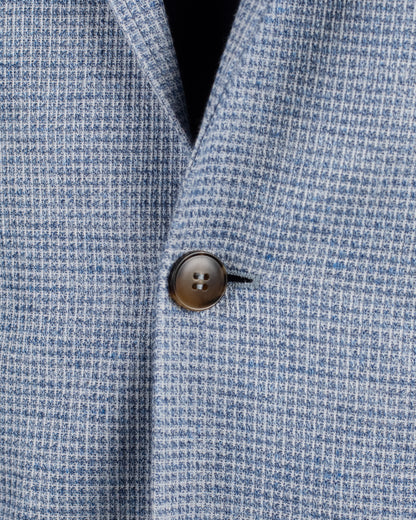 canali blue houndstooth jersey soft coat