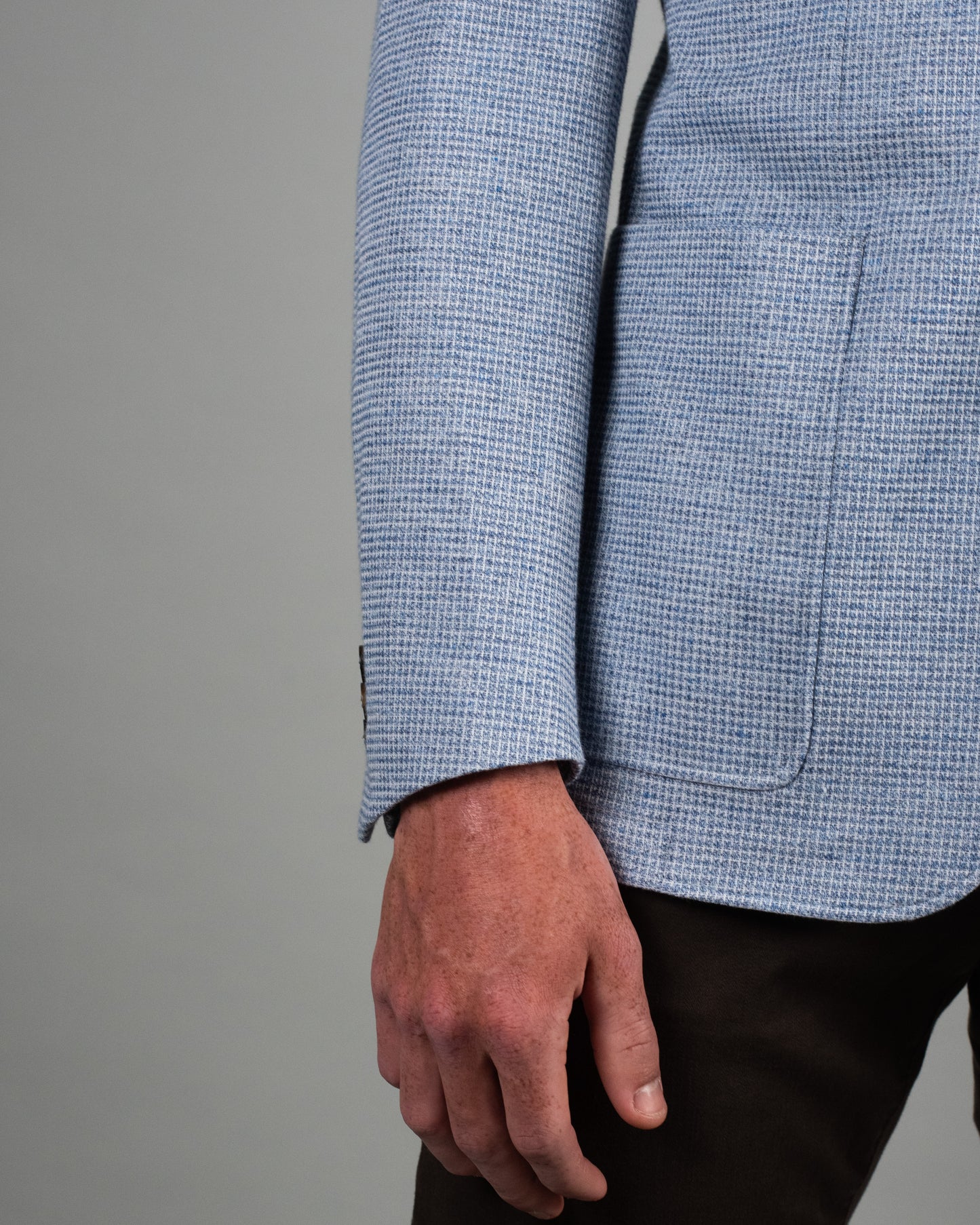 canali blue houndstooth jersey soft coat