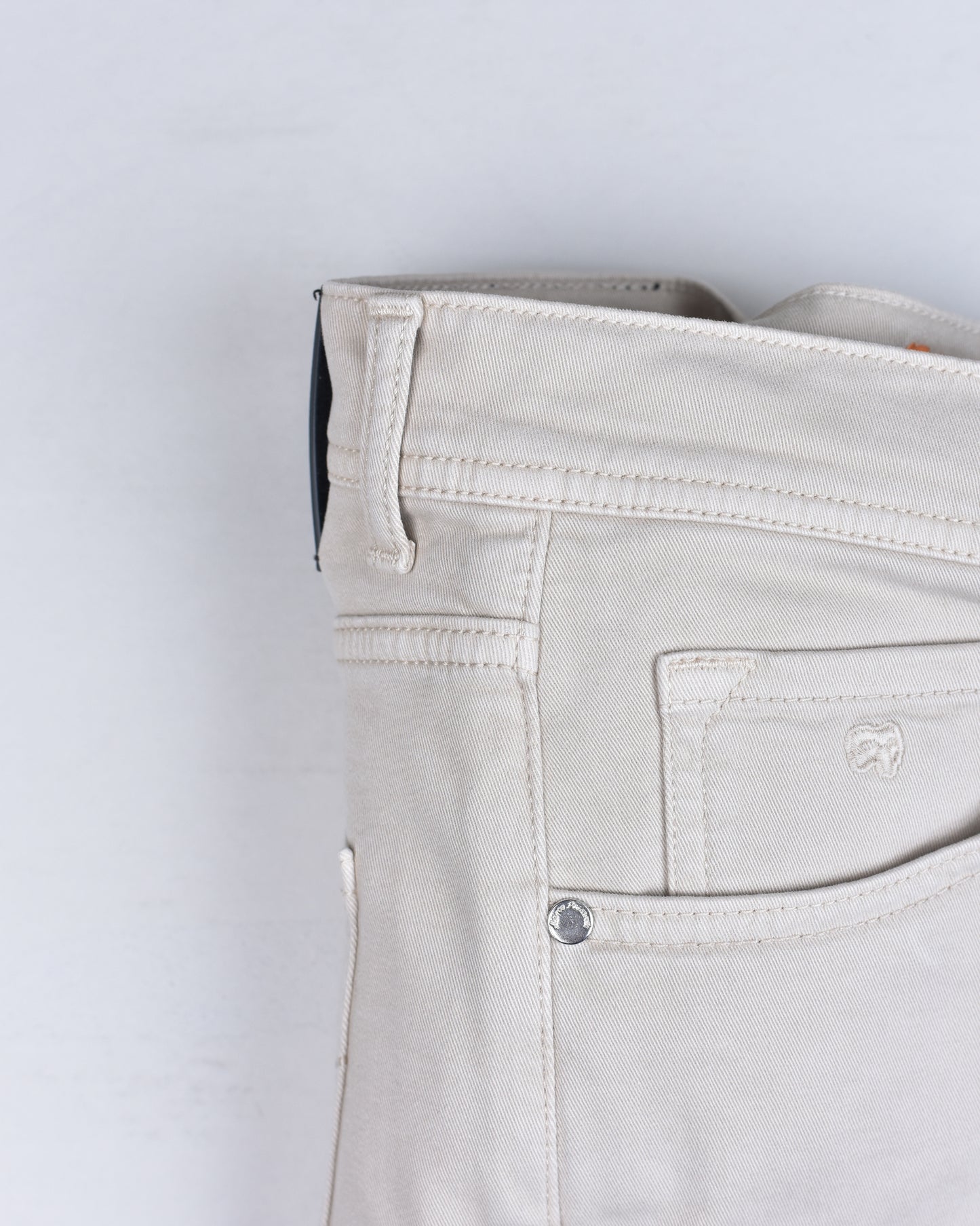 khakis of carmel - Cream Classic Denim Five Pocket Pant