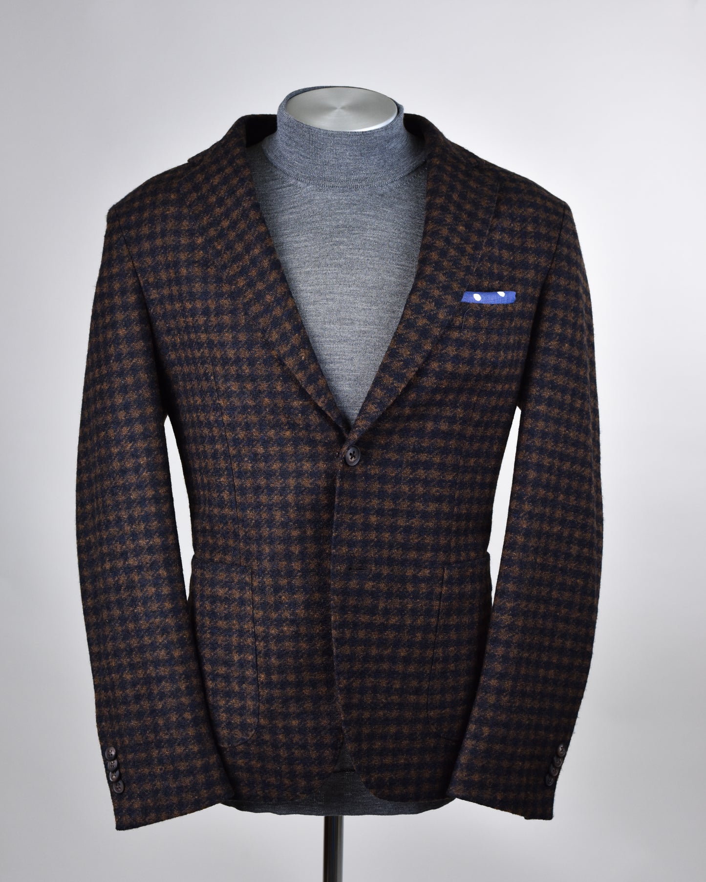 The Basement - Pal Zileri - Navy  Brown Checked Coat