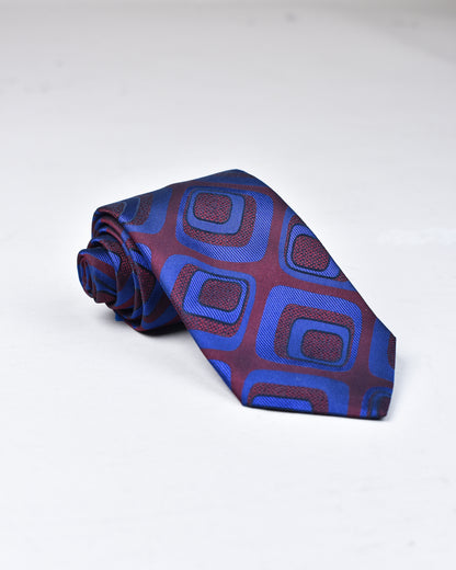 khakis of Carmel - silk printed tie in Maroon and Blue