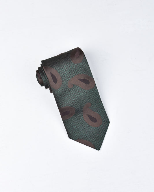 khakis of Carmel - silk printed tie in Green and Brown