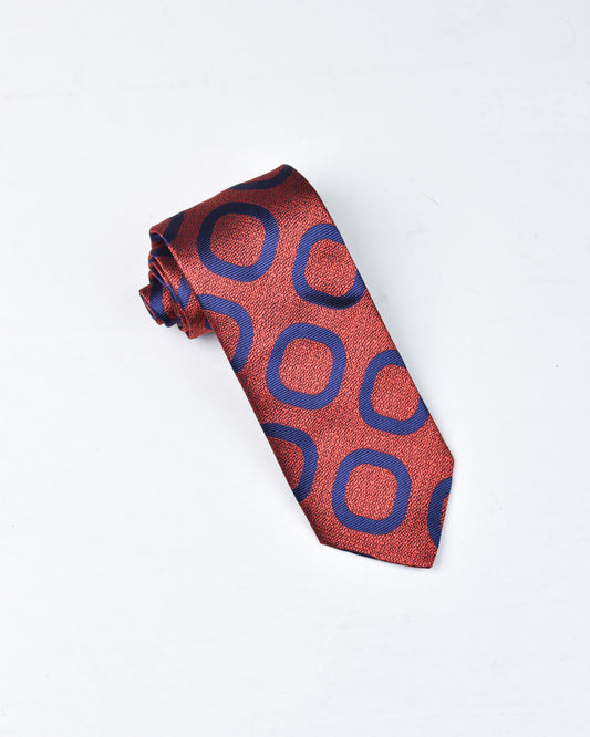 khakis of Carmel - silk printed tie in Orange and Navy Blue