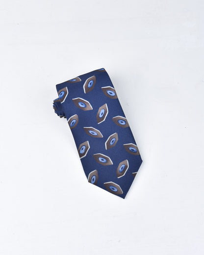 khakis of Carmel - silk printed tie in Navy Blue and Brown