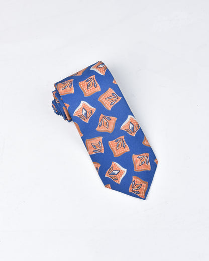 khakis of Carmel - silk printed tie in Blue and Orange