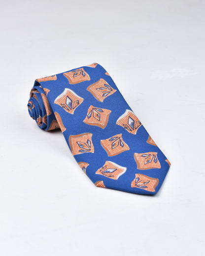 khakis of Carmel - silk printed tie in Blue and Orange